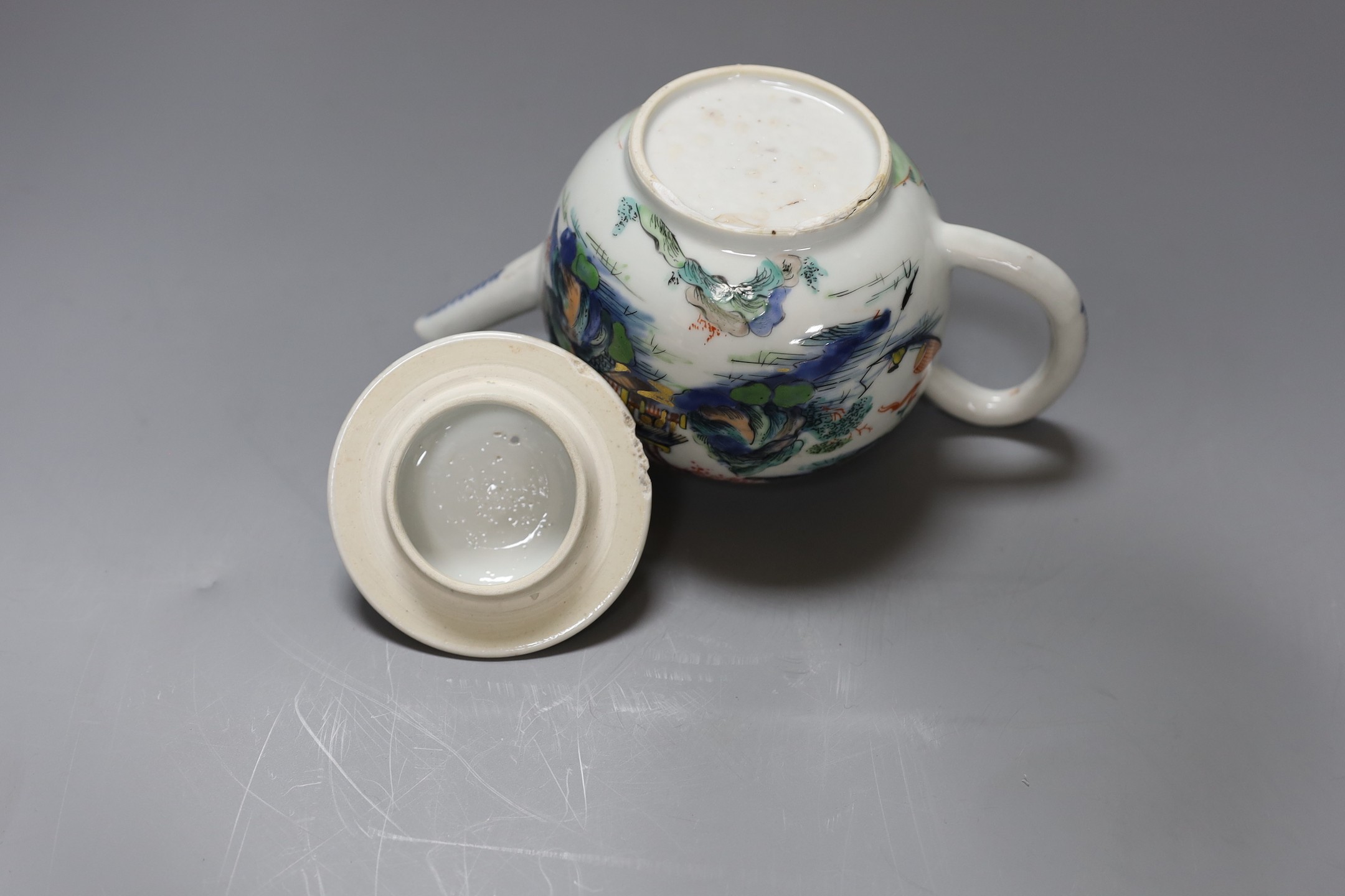 A Qianlong famille painted rose bullet shaped teapot and cover, 13.5cm tall